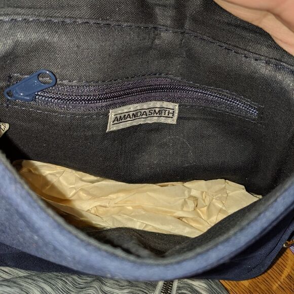 NEW WITHOUT TAGS AMANDA  SMITH  BLUE  VELVET DRESS PURSE - Picture 7 of 8